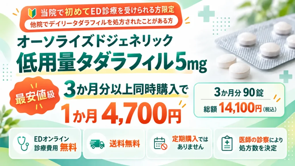 やすだ泌尿器科クリニックはオーソライズドジェネリックタダラフィルが最安値級